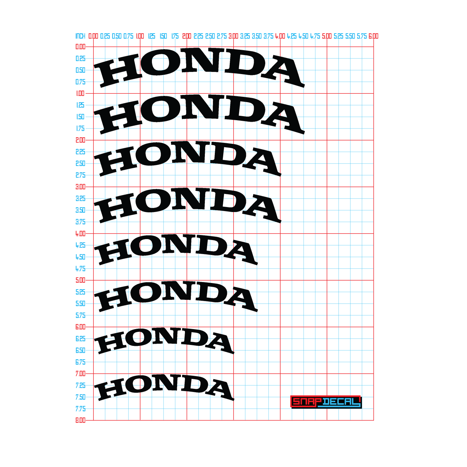 8 Honda Brake Calipers Decals Curved - Snap Decal
