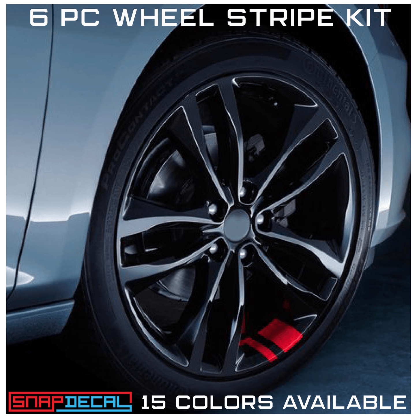 6 Universal Car Wheel Stripe Kit - Rim Hash - Snap Decal